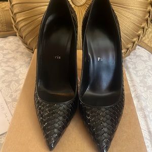 Christian Louboutin patten, leather snake, red bottoms 8 1/2 excellent condition